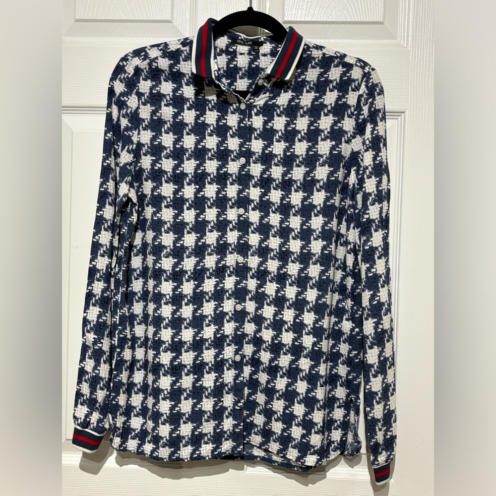 Marc Aurel Stylish Houndstooth Long Sleeve Button Down Shirt